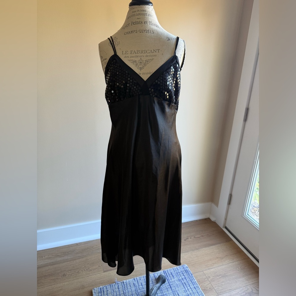 Elegant LAI Design Black Sequin Slip Dress